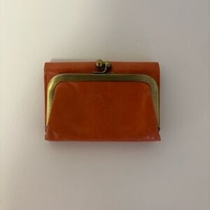Hobo International Orange Leather Kiss-Lock Wallet